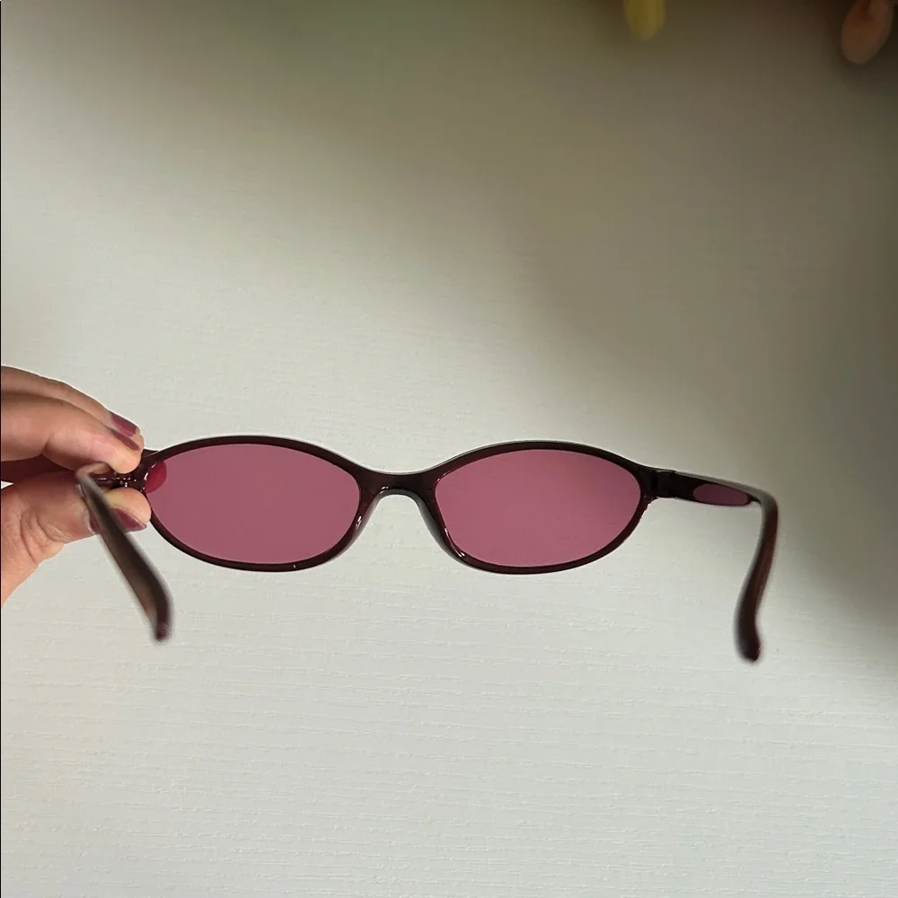 Women's Oval Fashion Sunglasses in Deep Burgundy